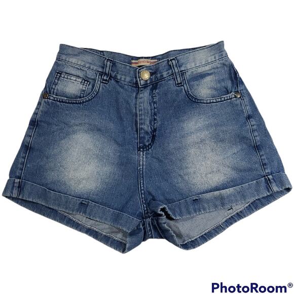 Brake Up Jeans | Cuffed High Waisted Jean Shorts | Size 36 (Sz 6 US) - Picture 1 of 5